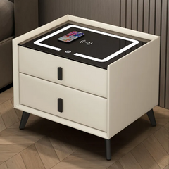 Smart Wood Bedside Table with Wireless Charging